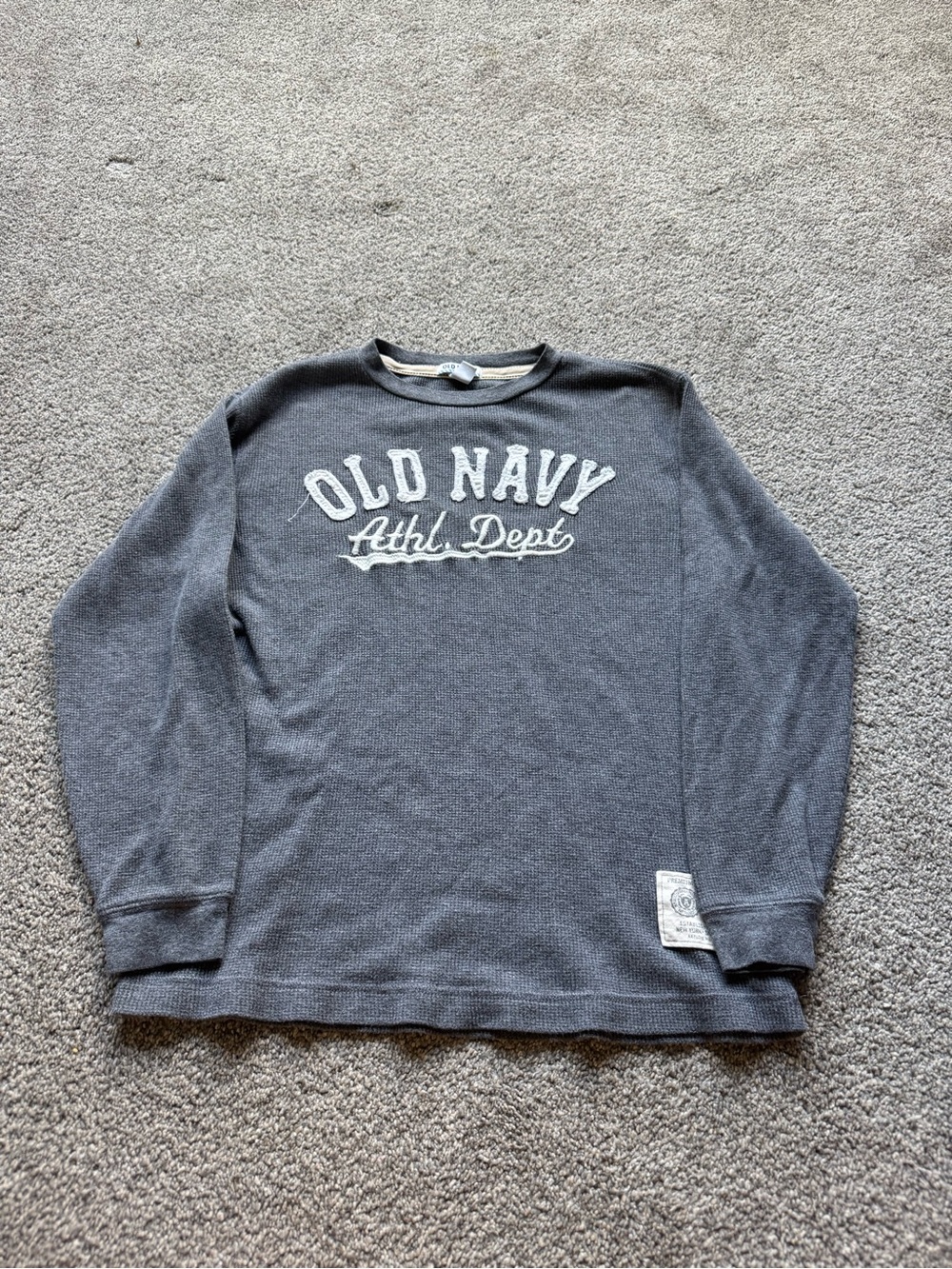 Old Navy kids  Charcoal Gray Crewneck Sweater with 'Old Navy Athl. Dept.' Logo